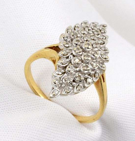 Pretty 14k YG Waterfall Ring with Diamonds