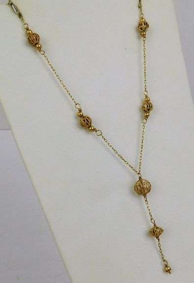 Beautiful 14K Filigree Bead Y Necklace