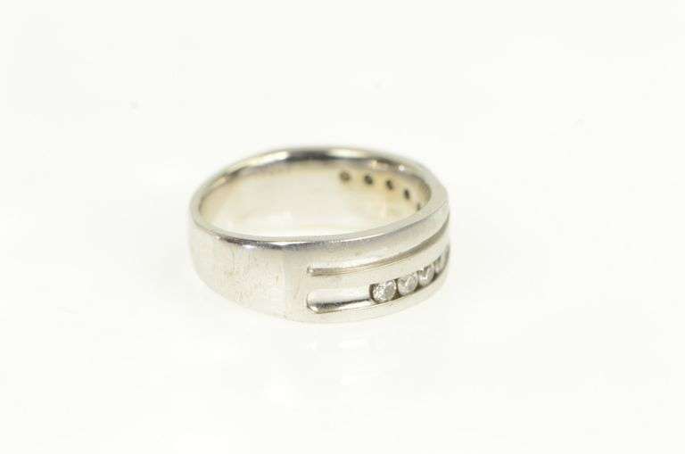 14K White Gold 0.33 Ctw Diamond Men's Wedding Band Ring