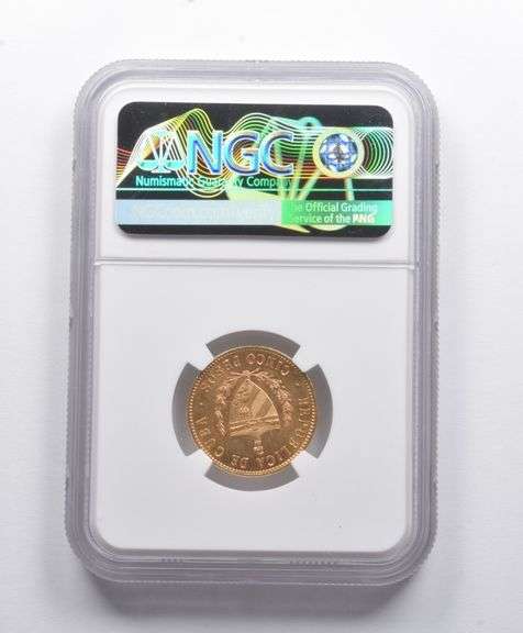 AU58 1916 Cuba Gold 5 Pesos NGC