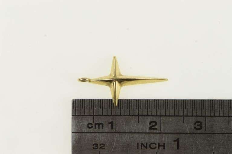14K Yellow Gold Retro Ridged Vintage Cross Christian Faith Pendant