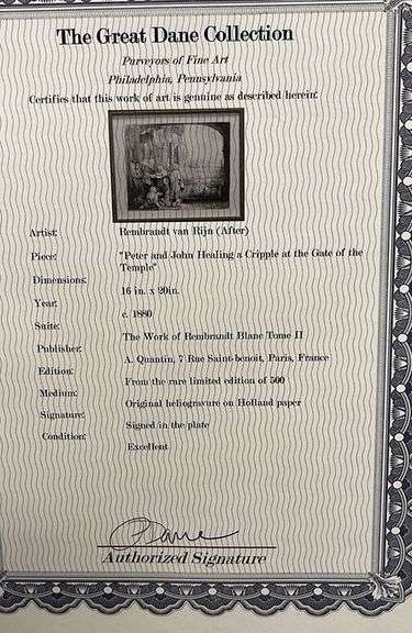 Extremely Rare Antique Rembrandt Original Heliogravure Circa 1880's