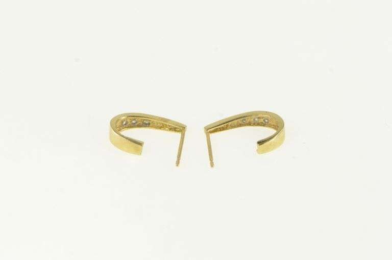 10K Yellow Gold Curved Vintage Diamond Semi Hoop Earring Jackets