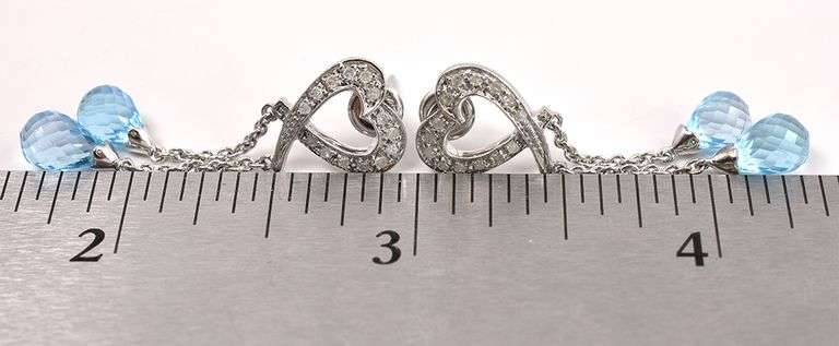 Angelic Heart Stud Earrings in White Gold