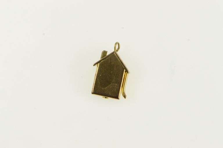 14K Yellow Gold Marry Couple Shadow Box Home Sweet Home Charm/Pendant