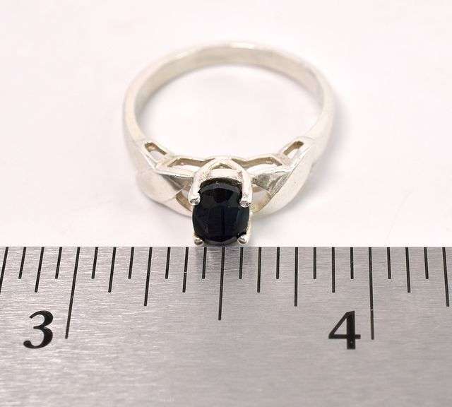 Sterling Silver Black Gemstone Ring