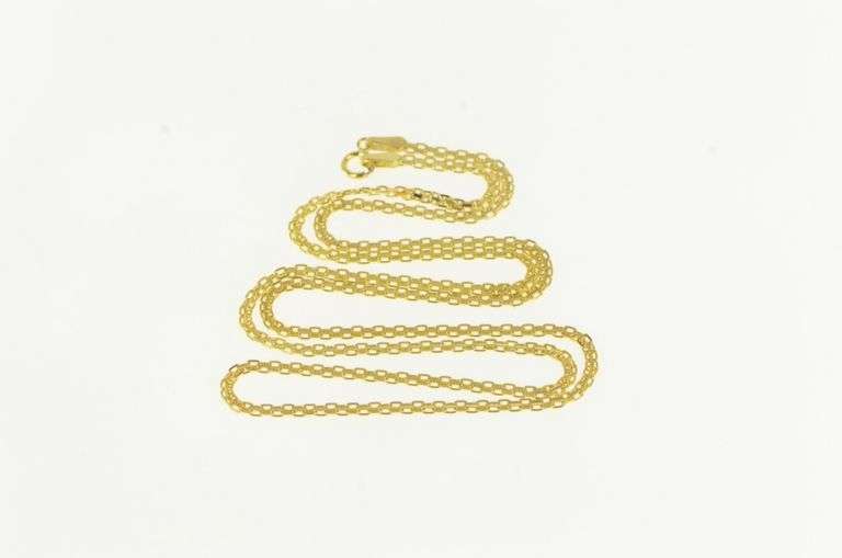 10K Yellow Gold 1.8mm Squared Retro Flat Chain Link Necklace