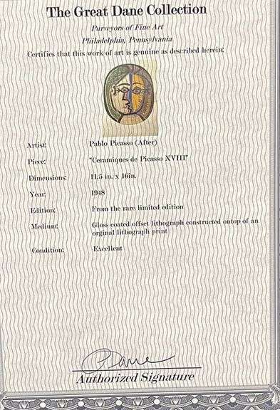 Very Rare Picasso Offset Lithograph in Gloss Coated from 1948