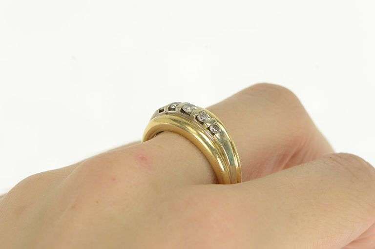 14K Yellow Gold 0.53 Ctw Men's Diamond Vintage Wedding Band Ring