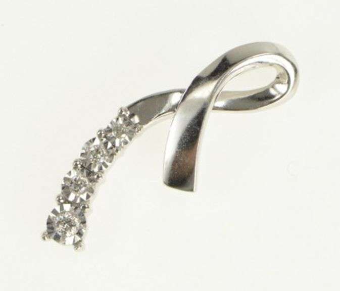 10K White Gold Diamond Vintage Loop Journey Symbol Pendant