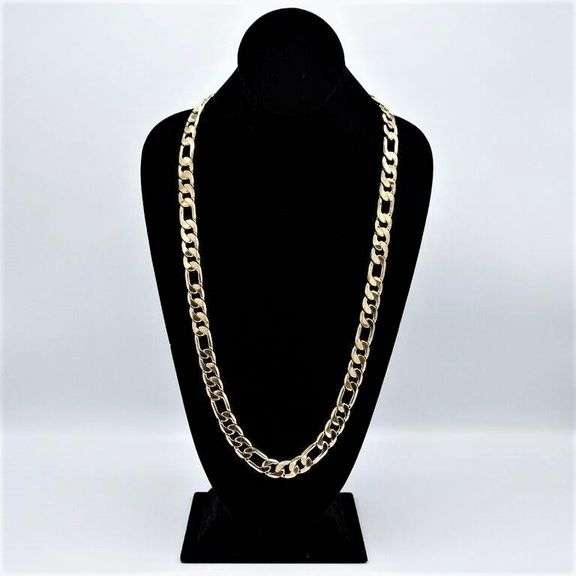 Huge Limited 106.5 Grams MLB 14 Kt Gold Plated Figaro Chain Necklace.