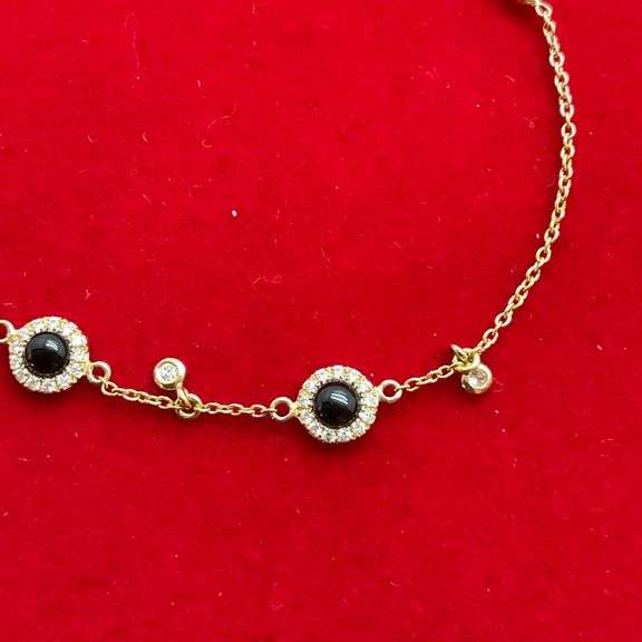 BRAND NEW 14K YELLOW GOLD DIAMOND AND ONYX BRACELET