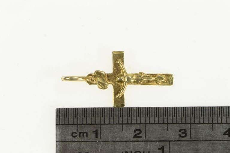 10K Yellow Gold Cross Crucifix Vintage Jesus Faith Charm/Pendant