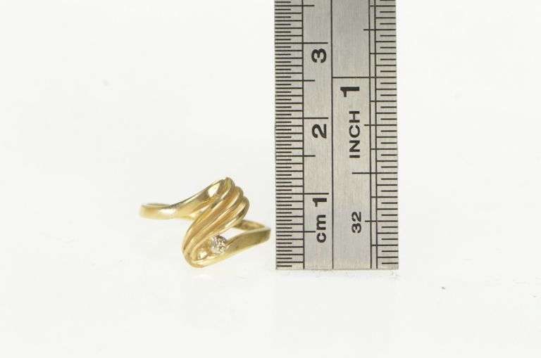 10K Yellow Gold Diamond Inset Vintage Wave Statement Ring