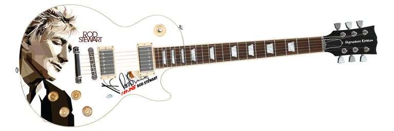 Rod Stewart Autographed 1/1 Custom Graphics Guitar ACOA