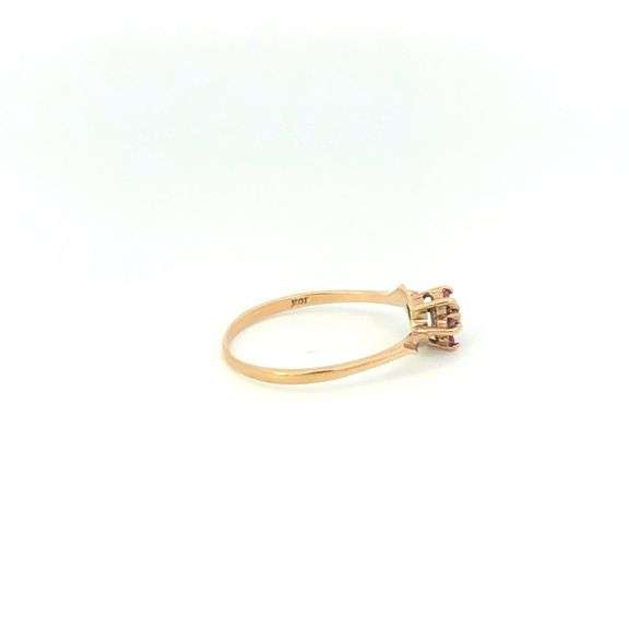 10K Yellow Gold Ruby Flower Diamond Accent Bypass Statement Ring