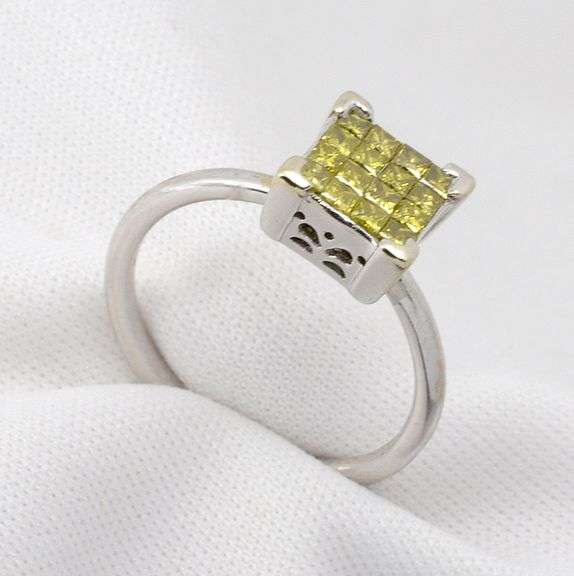Invisibly Set 14k White Gold Diamond Cluster