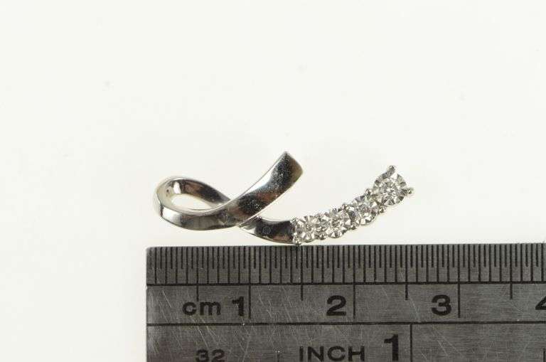 10K White Gold Diamond Vintage Loop Journey Symbol Pendant