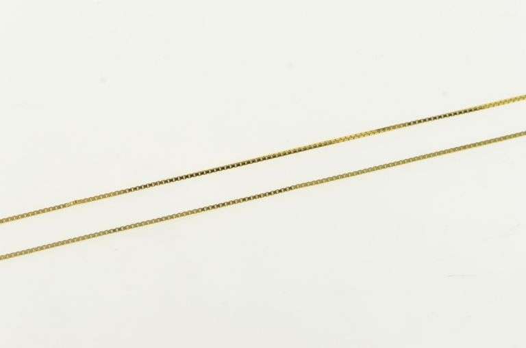 14K Yellow Gold 0.5mm Square Chain Vintage Classic Box Link Necklace