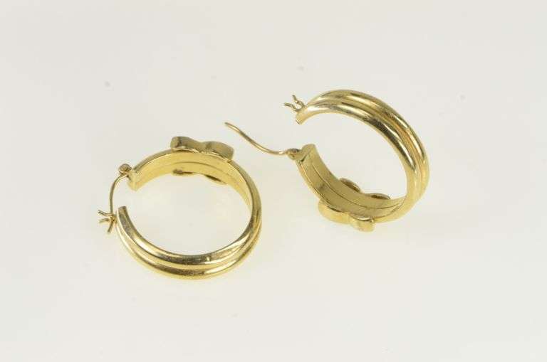 14K Yellow Gold Diamond X 25.5mm Statement Hoop Earrings