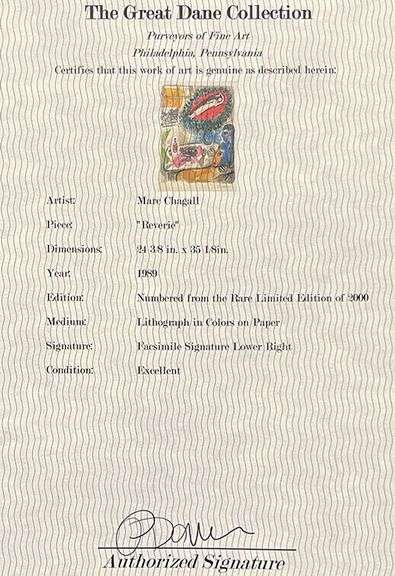 Collectible Limited Edition Marc Chagall Lithograph