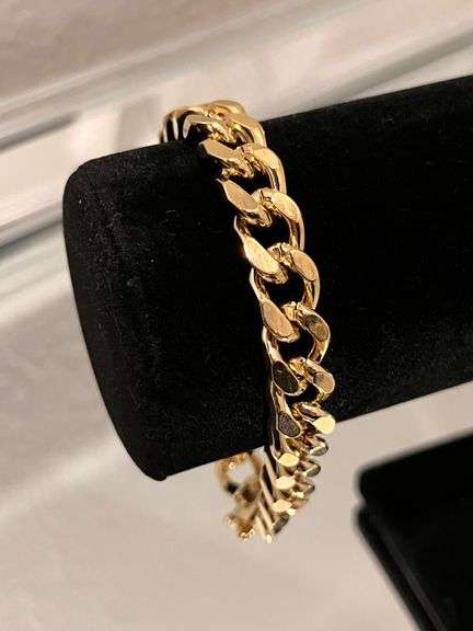 Huge 47.5 Gram 14 Kt Gold Plate Curb Link Bracelet