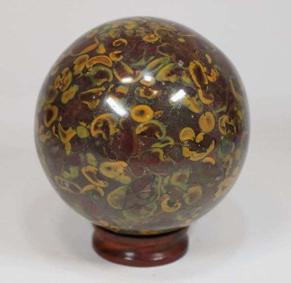 Deliciously beautiful 3,705ct Fruit Jasper sphere