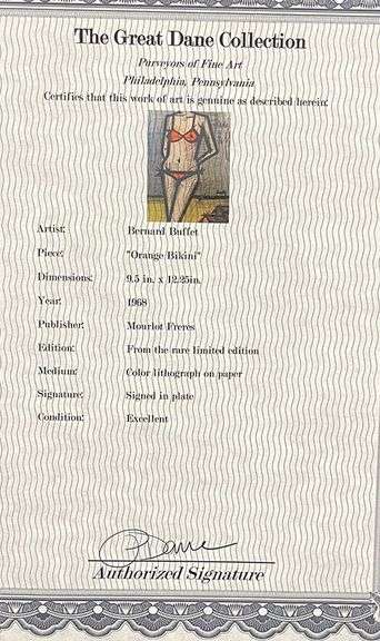 Vintage Limited Edition Bernard Buffet Lithograph Circa 1960's