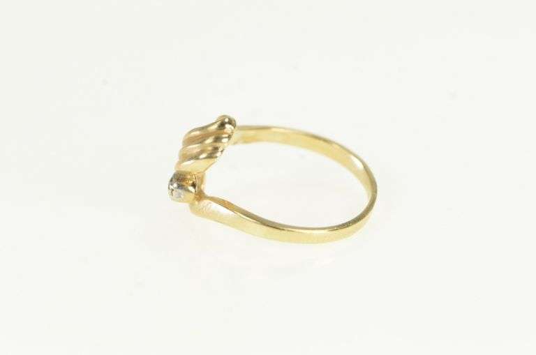 10K Yellow Gold Diamond Inset Vintage Wave Statement Ring