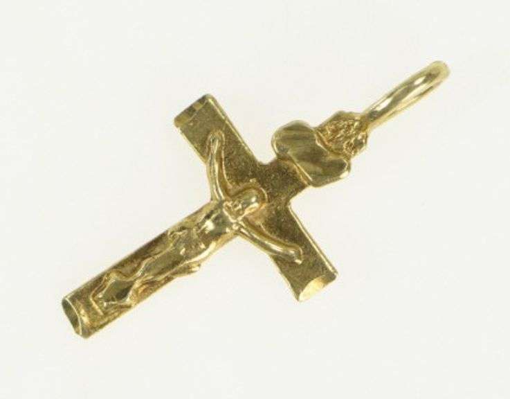 10K Yellow Gold Cross Crucifix Vintage Jesus Faith Charm/Pendant
