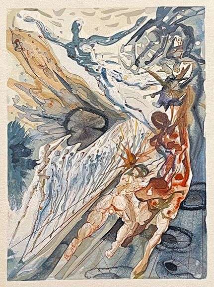 Very Collectible Salvador Dali Woodblock from The Divince Comedy Suite Circa 1964