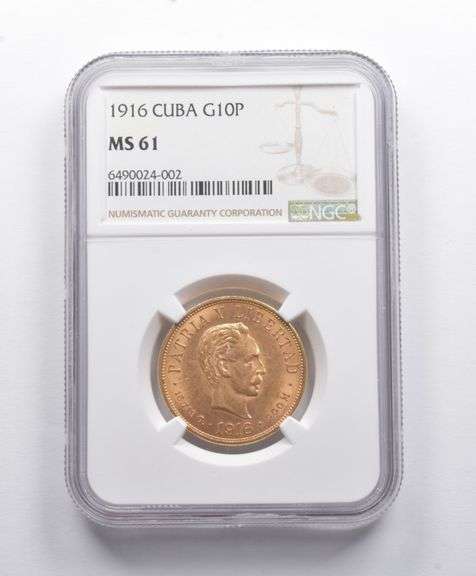 MS61 1916 Cuba Gold 10 Pesos NGC