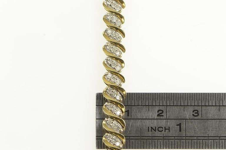 10K Yellow Gold 1.75 Ctw Diamond Vintage Bar Tennis Bracelet