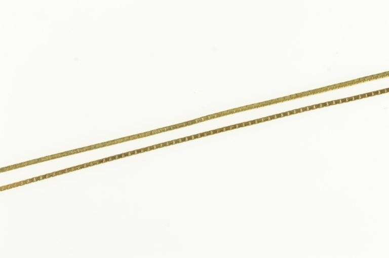 14K Yellow Gold 0.7mm Square Link Vintage Box Chain Necklace