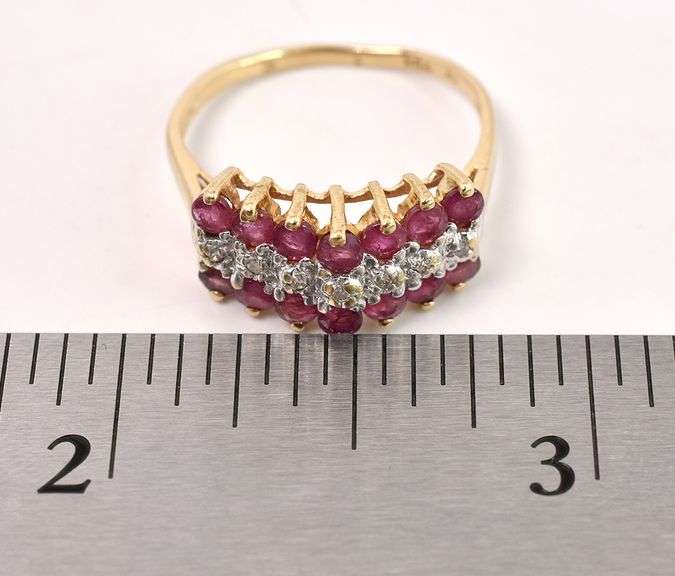 Sparkling Ruby and Diamond Ring in Yellow Gold