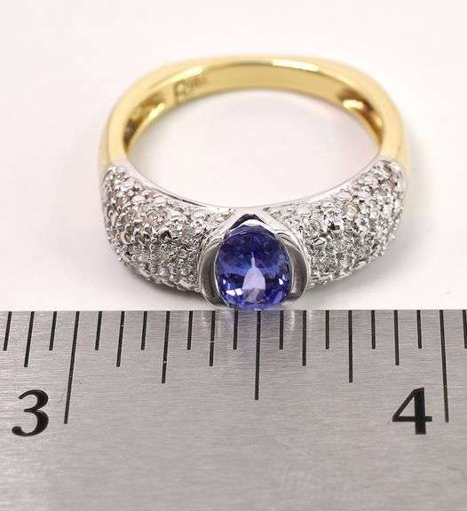 Astounding Tanzanite and Diamond Ring in 18K Yellow and White Gold