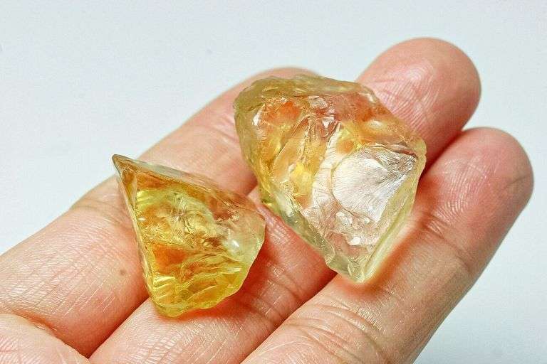 Stunning 70ct uncut golden Citrine pair