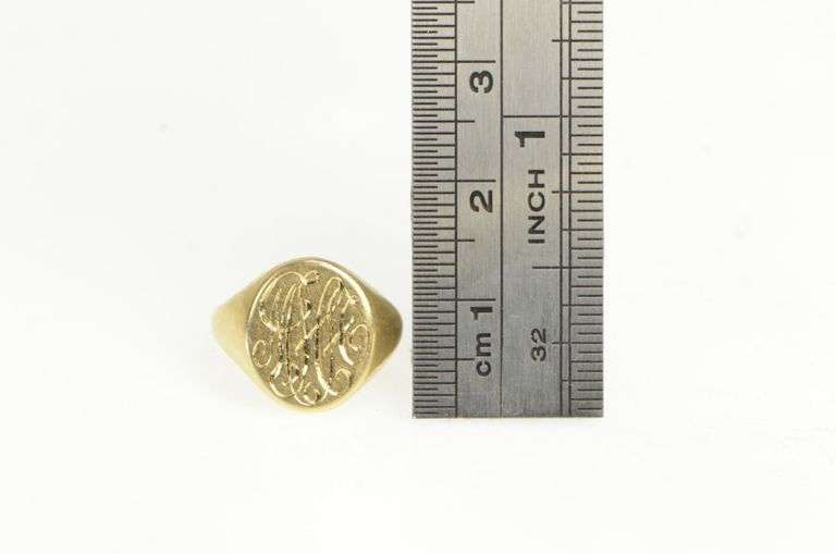 10K Yellow Gold Vintage Monogram Signet MHH Pinky Ring