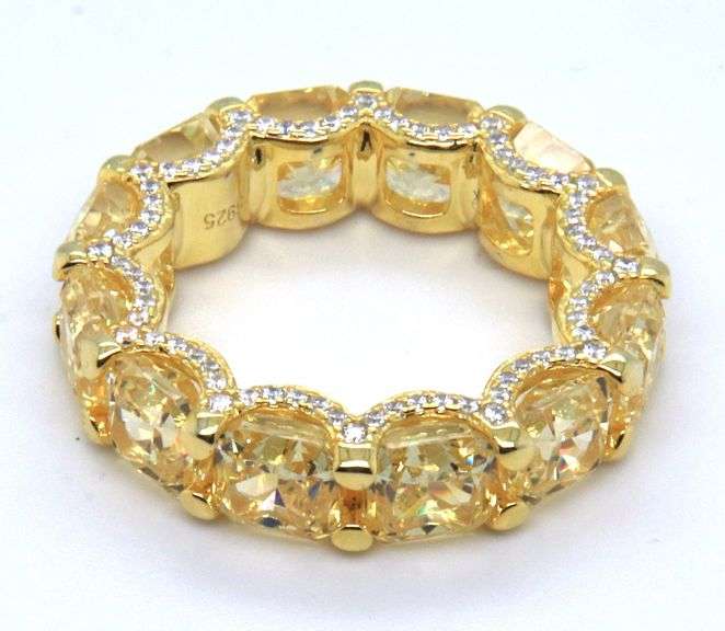 Yellow Cubic Zirconia Sterling Silver Band