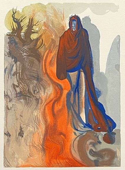 Very Collectible Salvador Dali Woodblock from The Divince Comedy Suite Circa 1964