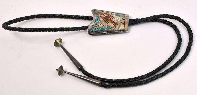 Turquoise and Coral Bolo Tie