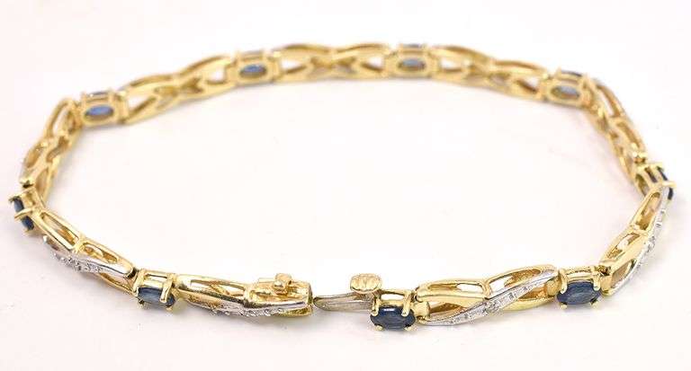 Exquisite Tanzanite and Diamond Bracelet in 14K Yellow Gold