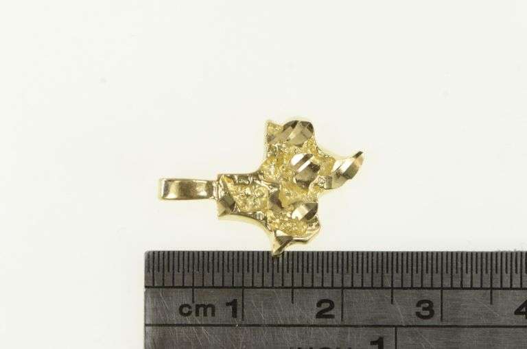 10K Yellow Gold State of Texas Gold Nugget Texture Charm/Pendant