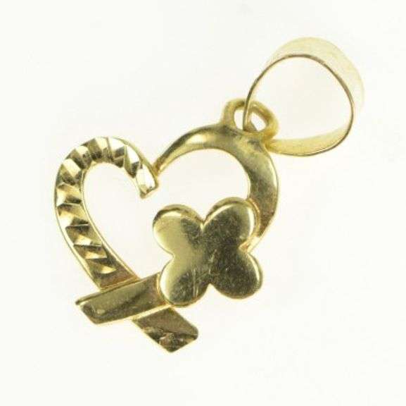 10K Yellow Gold Heart Butterfly Love Beauty Symbol Charm/Pendant
