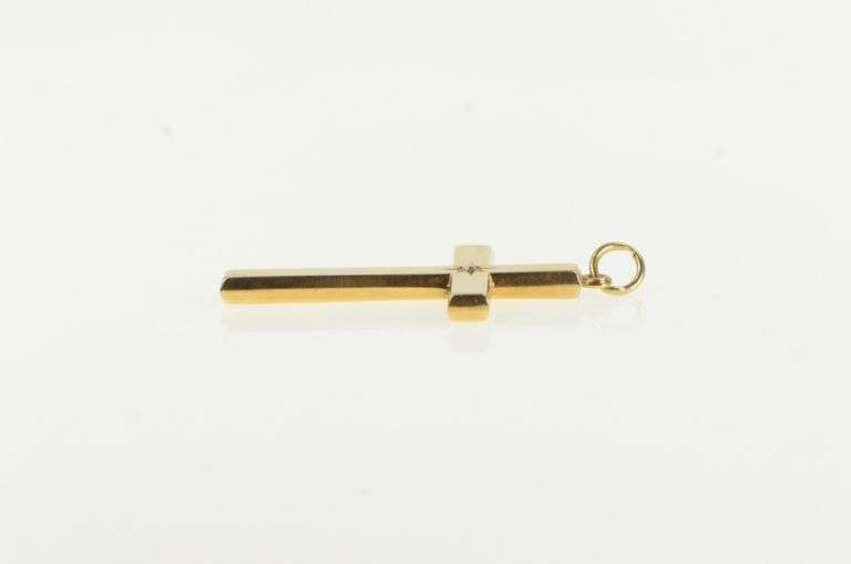 14K Yellow Gold Diamond Cross Christian Faith Symbol Pendant
