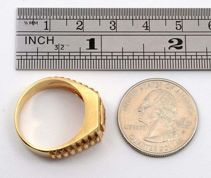 Rolex Style 14k YG Man's Ruby Ring