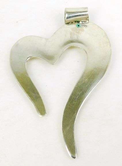 Big Abstract Open Heart Sterling Silver Pendant