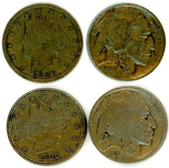 4 Different US Nickels: 1889-1918