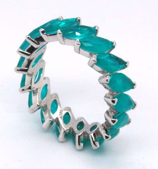 925 Sterling Silver Green Cubic Zirconia Band