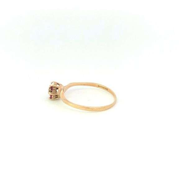 10K Yellow Gold Ruby Flower Diamond Accent Bypass Statement Ring